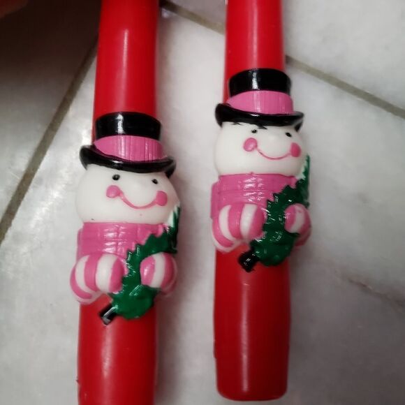 Vintage Avon Set of 2 Dapper Snowman 10" Bayberry Tapers, CHRISTMAS Unlit w/ Box - Picture 7 of 11